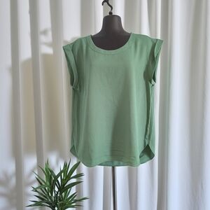 Ann Taylor Factory Green Cap Sleeve Blouse